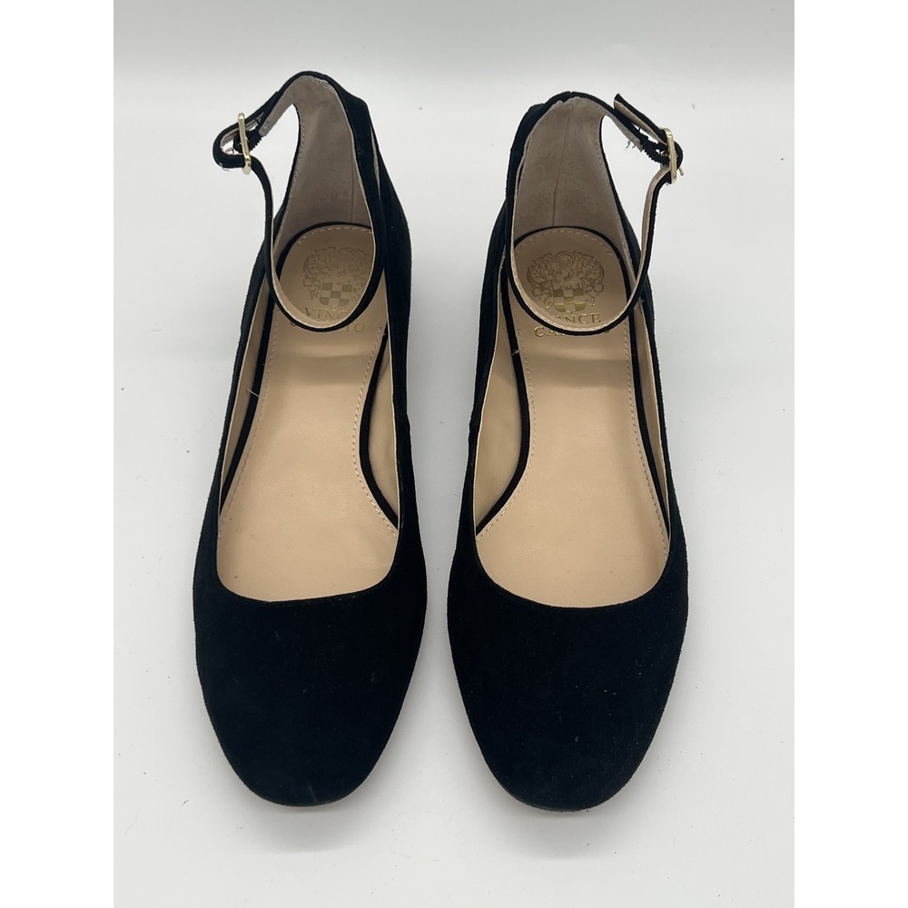 Vince Camuto Women's Black Suede Ankle Strap Low Block Heel Shoes Size US 9M EU - Picture 1 of 4